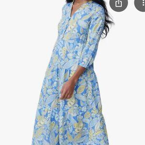 J. Mclaughlin Woman's Cunningham Tropical  Floral Leaf Maxi Dress Sz Med